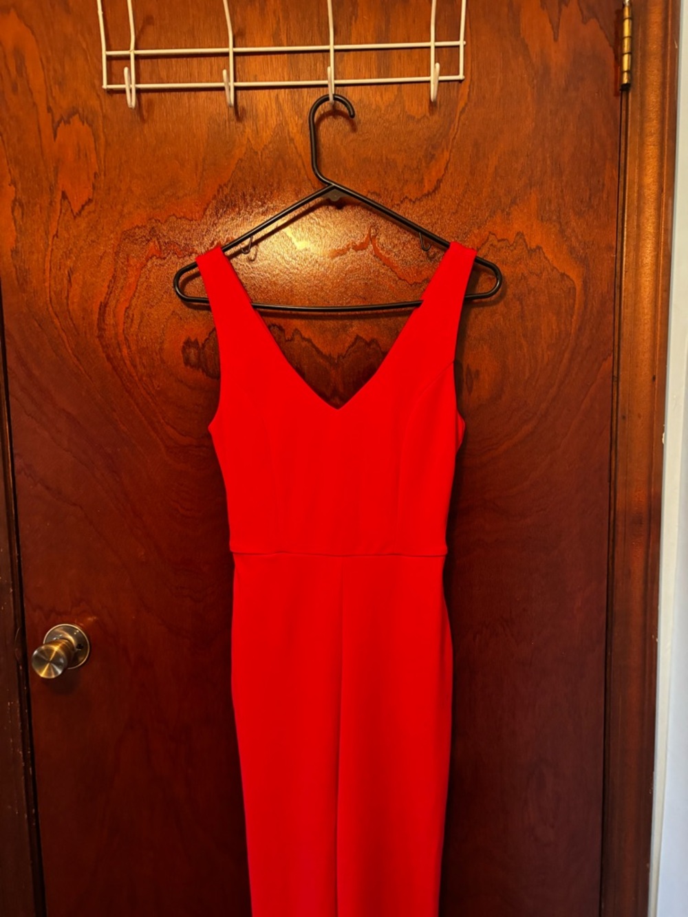 V-Neck Red Jumpsuit for Women